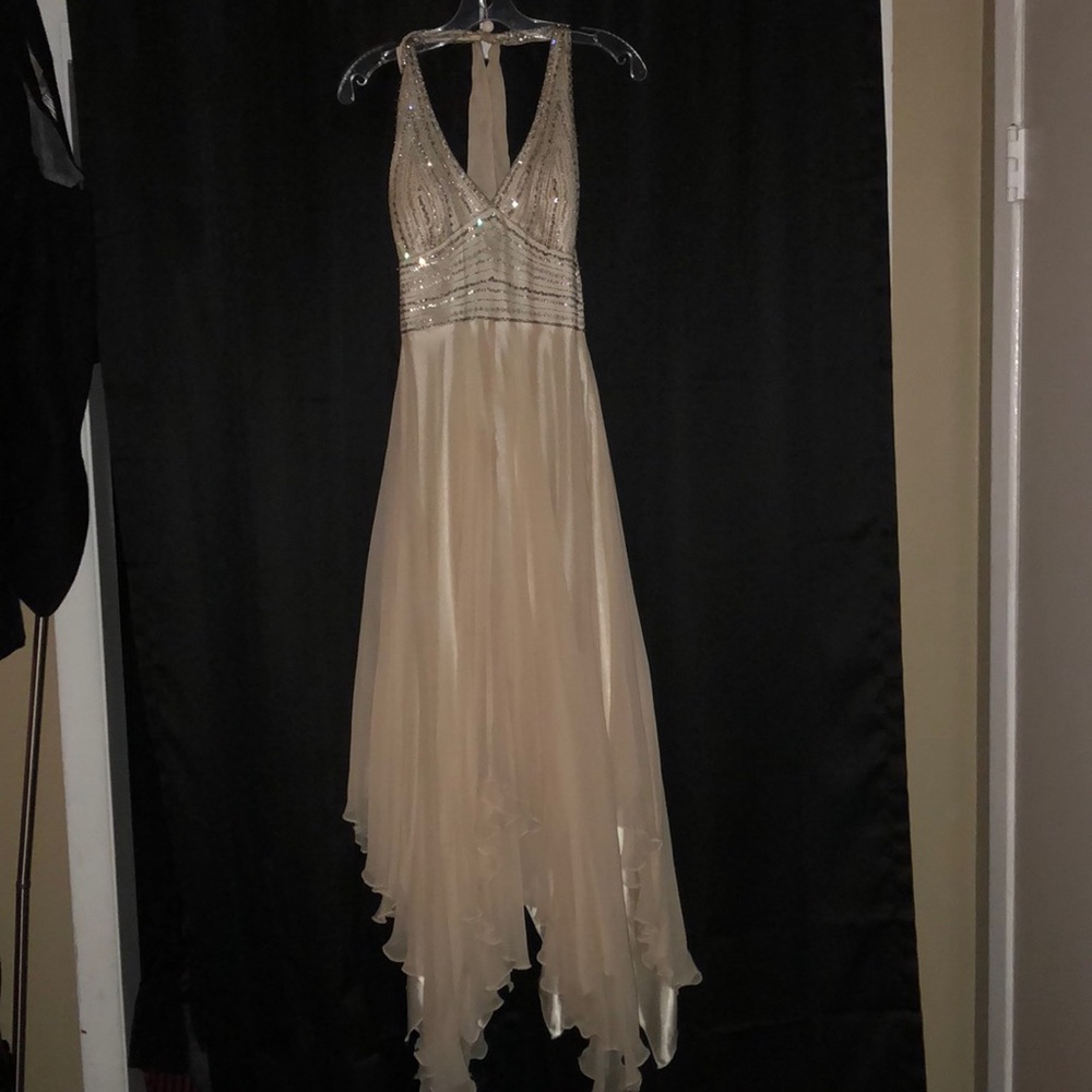 Adriana Papell Vintage White Nude Beaded Gown 10